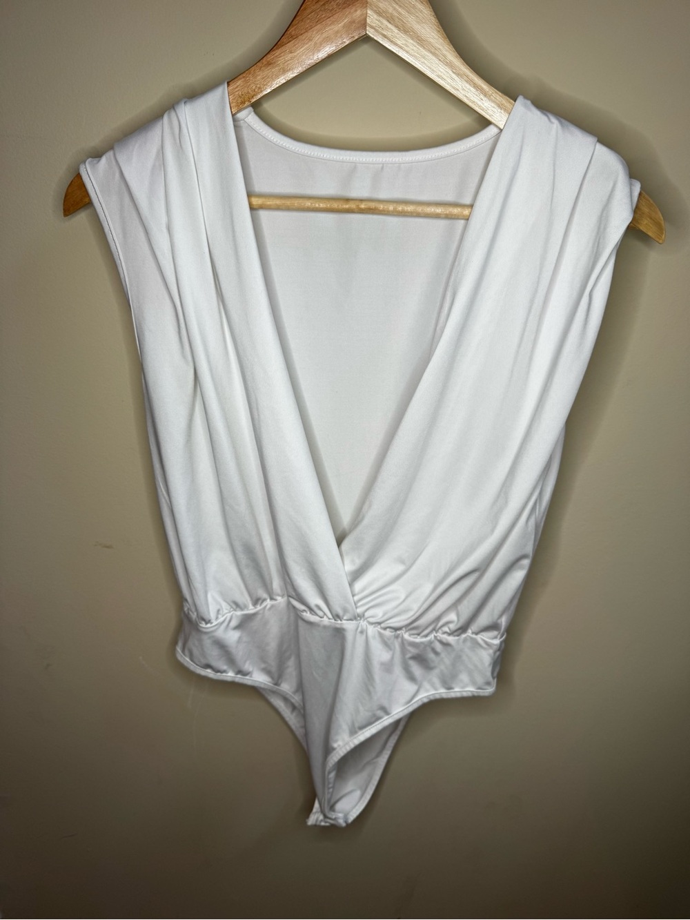 White Sleeveless Wrap Bodysuit - Women Tops
